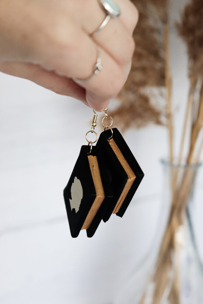 Miniature book earrings made from offcuts